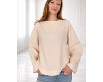 Muslin Blouse Women, Cotton Gauze Top, Loose Fit Style Shirt, Handmade Minimalist Top, Lightweight Summer Blouse, Gift for Her