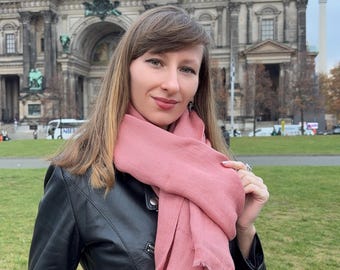 Soft Linen Scarf, Long Lightweight Linen Scarf, Natural Pure Linen Wrap, Softened Unisex Shawl, Breathable Everyday Accessory