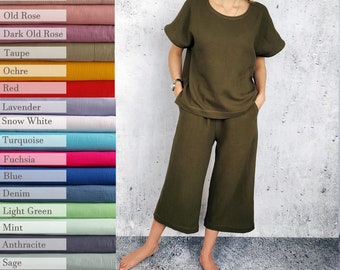 Cotton pants, Summer elastic waist capris, Soft Casual Loose Trousers, Cotton casual home and beach wear, Muslin pants, Double gauze pants