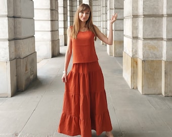 Cotton muslin top and skirt set, Two piece maxi skirt set, Muslin maxi skirt, Cotton long skirt, Summer skirt and top, Muslin clothes set