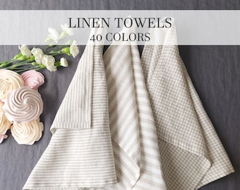 Linen Tea Kitchen Dish Bar Hand Towels, Tea Towels for Gift, Linen towels for Wife Mom Grandma