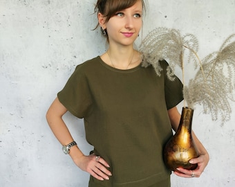 Cotton muslin top, Cotton blouse, Muslin double gauze woman top, Outfit women, Cotton casual home and beach wear, Muslin blouse for women