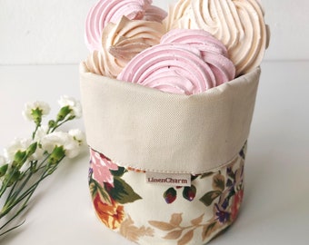 Cotton Bread Bag Basket Bowls Storage for Sweets, Bakery, Cookies, Nuts, Buns, Food, Handmade, Gift for Her, Bread Bag Storage