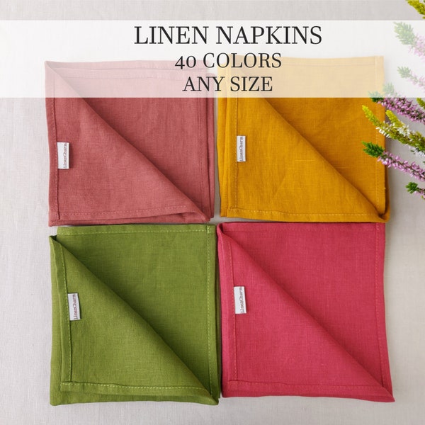 Linen Napkins, Cloth Table Napkins Wedding Napkins Coctail Napkins Set Bulk, White Beige Red Green Gray Sage Moss Striped Natural