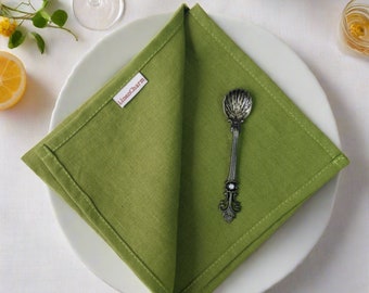 Linen Napkins, Cloth Table Napkins Wedding Napkins Coctail Napkins Set Bulk, White Beige Red Green Gray Sage Moss Striped Natural