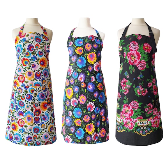 Ready TO SHIP Apron, Kitchen Apron, Cotton Apron, Gift Apron, Apron With Pocket, Bib apron, Cooking apron, Flowery apron, Adjustable apron