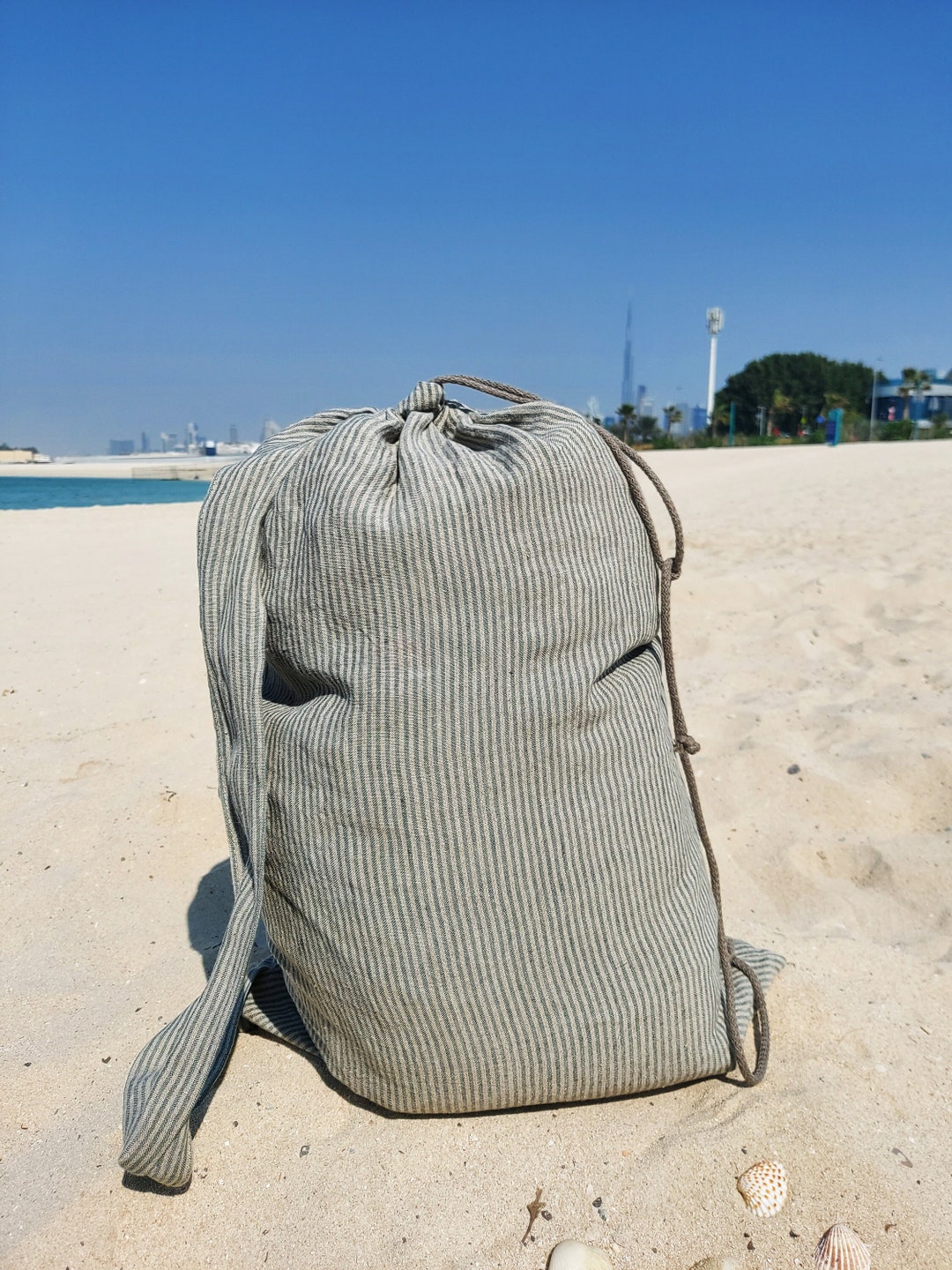 Laundry Backpack Laundry Bag With Strap Linen Laundry Bag Etsy