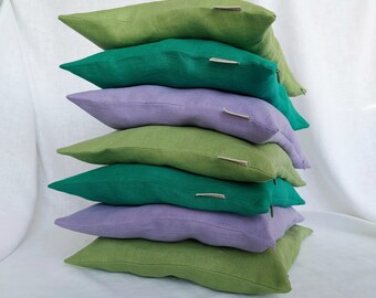 Linen Pillowcase, Cushion Cover, Decorative Pillow Cover Invisible Zipper, Linen Pillow Shams, Natural Flax Soft Breathable Pillowcase