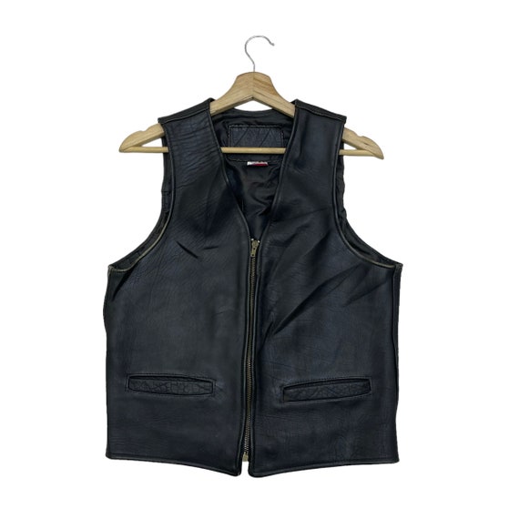 Vintage Branded Garment Vest Genuine Leather Jack… - image 1