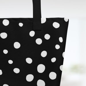 Dotted Black & White Large Tote