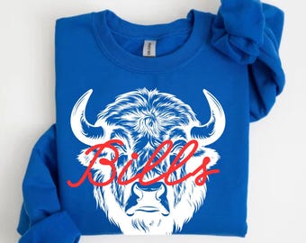 Blue Bison Head Unisex Crewneck Sweatshirt