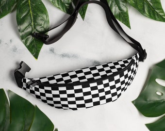Fanny Pack: Black and White Checkered Print