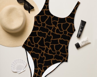 Brown & Black Animal Print One-Piece Swimsuit
