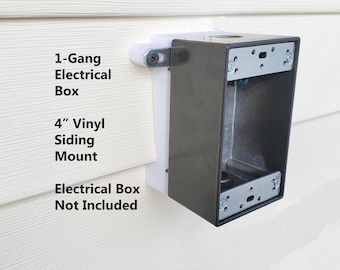 4 Inch Vinyl Siding Mount Bracket for 1 Gang Electrical Box 3D Printed UV Resistant