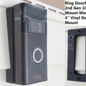Ring Doorbell 2nd Gen 1080p Angle Adjustment Mount Wedge 4&quot; Vinyl Siding Mount. Doorbell NOT Included. 3D Printed UV Resistance