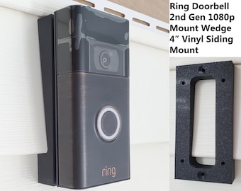 Ring Doorbell 2nd Gen 1080p Angle Adjustment Mount Wedge 4" Vinyl Siding Mount. Doorbell NOT Included. 3D Printed UV Resistance