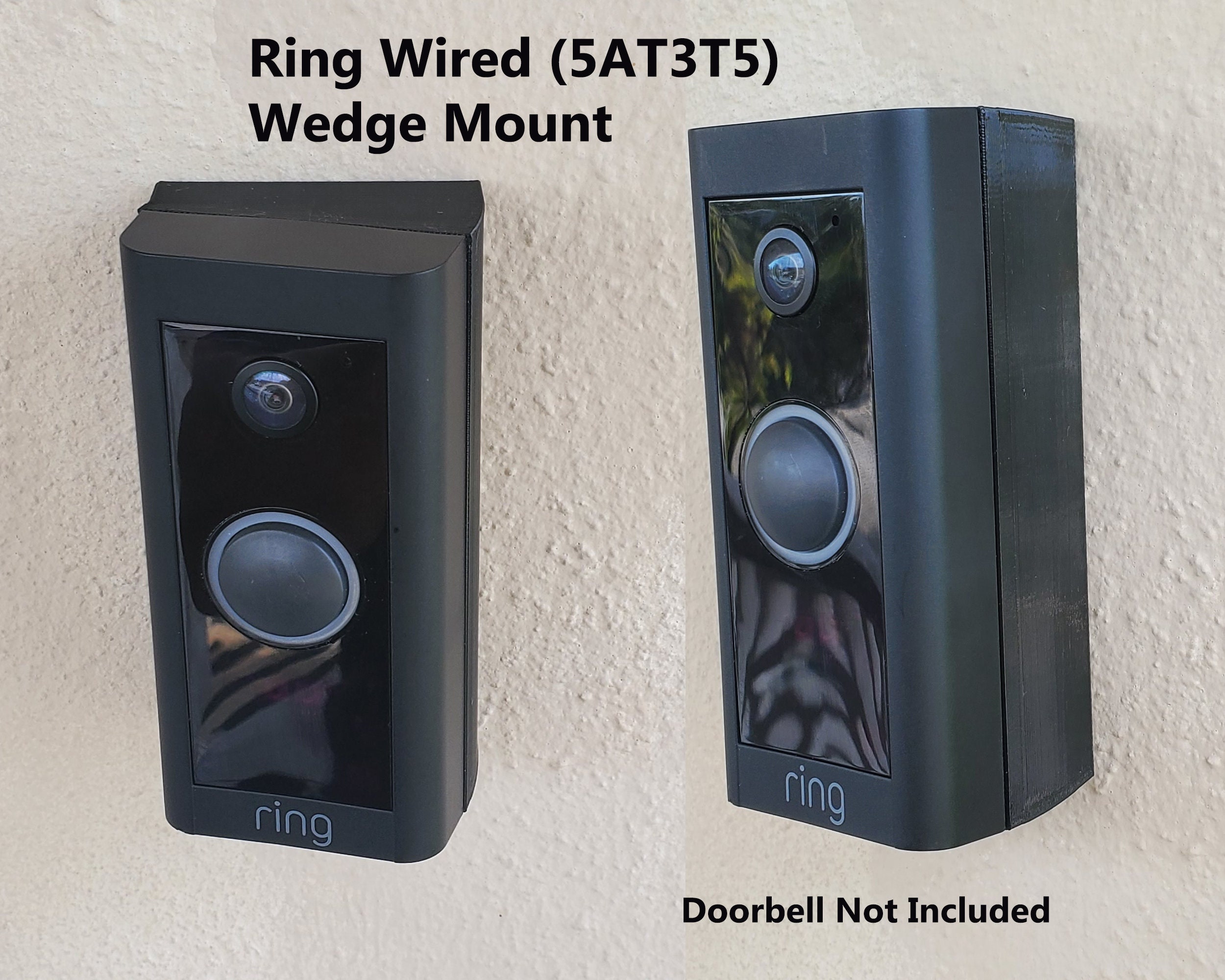 Ring Doorbell Wired 5AT3T5 Wedge Angle Bracket Mount 15 25 35 45 60 75 90 Degree 3D Printed UV Resistant Doorbell Not Included