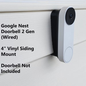 Google Nest Doorbell 2nd Gen Wired 4&quot; Vinyl Siding Mount Wedge Angle Adjustment 3D Printed. UV Resistant. Doorbell Not Included