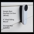 Google Nest Doorbell Wired 3rd Gen - 2K 4" Vinyl Siding Mount Wedge Angle Adjust 3D Printed UV Resistant