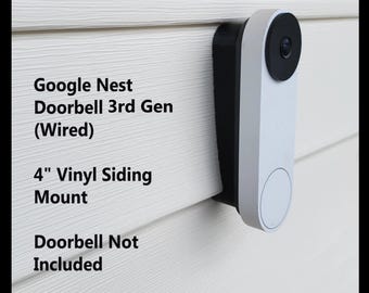 Google Nest Doorbell Wired 3rd Gen - 2K 4" Vinyl Siding Mount Wedge Angle Adjust 3D Printed UV Resistant