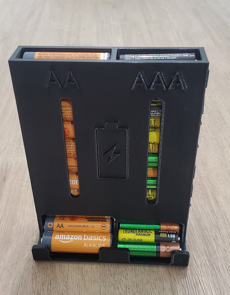 Aaa Battery Rack AA-AAA Battery Storage Dispenser Case Holder Box Organizer 3D Printed ...
