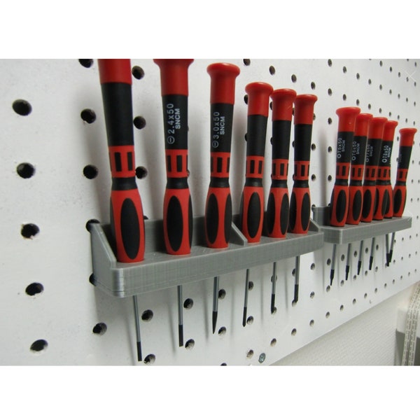 Pegboard Screwdriver Holder Tool Utility Hooks WallPeg 2 Pieces 3D Printed