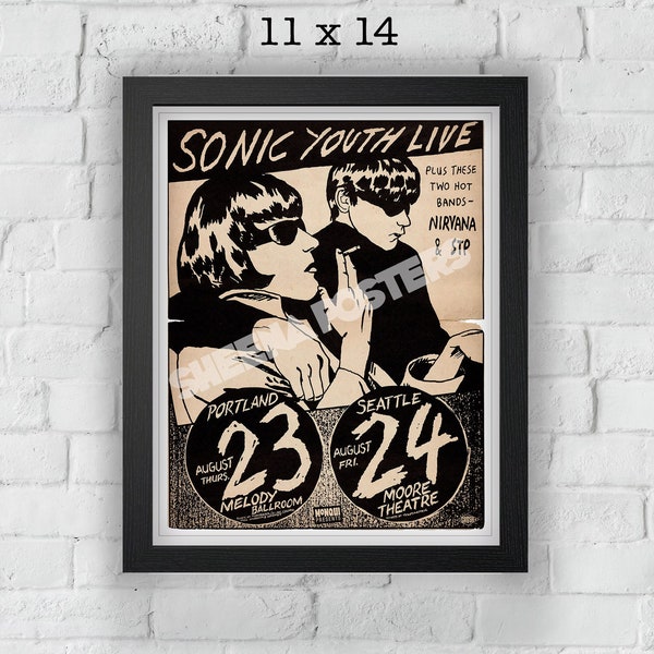 Sonic Youth Concert Print vintage Advert vintage Style Magazine Retro Print- Home Deco Poster 11x14 inch