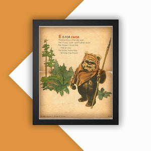 Star Wars Ewok ABC Print Vintage Advert Vintage Style Magazine Retro Print- Home Deco Poster 11x14 inch short poem alphabet and a character