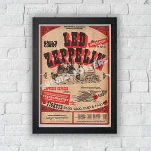 Led Zeppelin Concert Print Vintage Advert Vintage Style Magazine Retro Print- Home Deco Poster A3