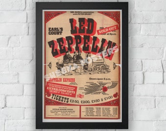 Led Zeppelin Concert Print Vintage Advert Vintage Style Magazine Retro Print- Home Deco Poster A3
