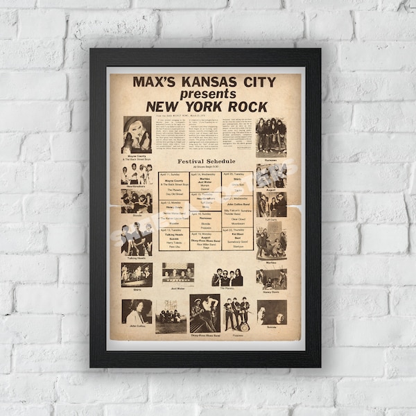 Max s Kansas City New York Rock Ramones Concert Print Vintage Advert Vintage Style Magazine Retro Print- Home Deco Poster A3