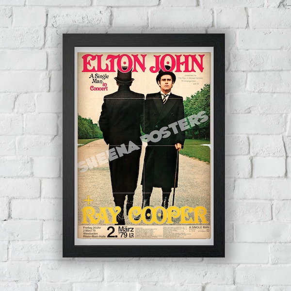 Elton John Concert Print vintage Advert vintage Style Magazine Retro Print- Home Deco Poster A3 Ray Cooper