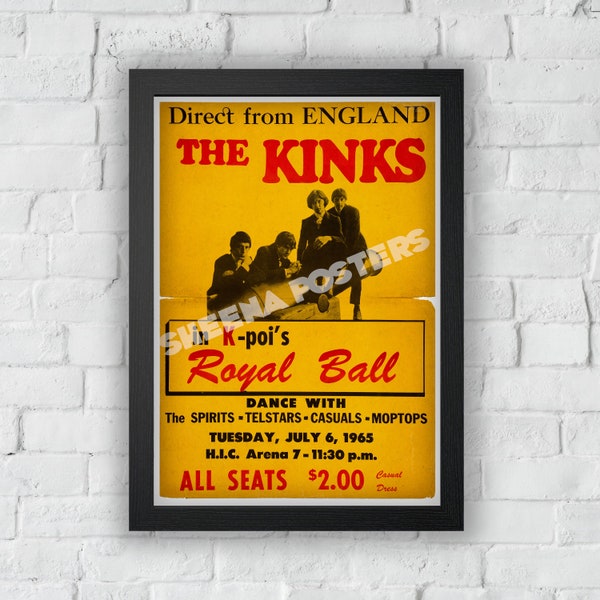 The Kinks Concert Print Vintage Advert Vintage Style Magazine Retro Print- Home Deco Poster A3
