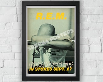 R.E.M Concert Print Vintage Advert Vintage Style Magazine Retro Print- Home Deco Poster A3