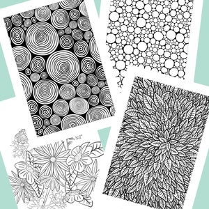 Druckbare Erwachsenen Malseite für Meditation / Abstraktes Muster Kreise / Botanicals Blumen / Instant Download / Entspannungsaktivität
