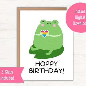 Funny Birthday Card, Digital Birthday Card, Instant Download, Happy Birthday, Printable Birthday Card, Frog