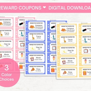 Kid&#39;s Rewards Coupons, Kid&#39;s Coupon Book, Rewards for Kids, Coupons for Kids, Printable PDF