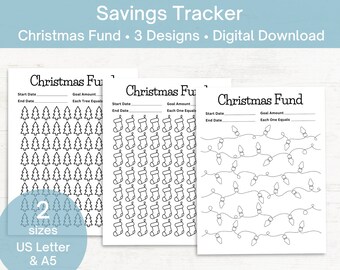 Spar Tracker Printable | Weihnachtsfond | Weihnachts Spar Tracker | Geld sparen Herausforderung | Digitaler Download | US Letter Größe | A5