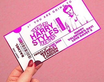 Harry Styles World Tour 2027 Foiled Ticket, Personalised Concert Keepsake, Music Gift, Voucher