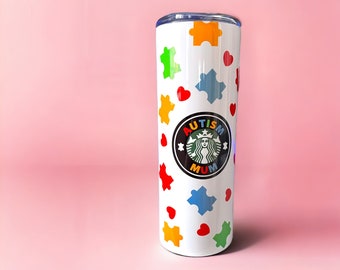 Autism Mum | Insulated 20oz Tumbler | Suitable for hot and cold drinks | Straw & Cleaner included | Autism Awareness Mug