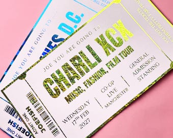Charli XCX Inspired Concert Keepsake Ticket | Personalised Gig Ticket | Concert Gift Reveal | Custom Music Ticket