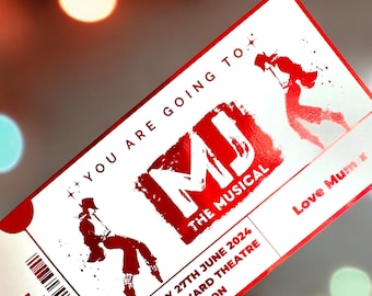 MJ - The Musical Ticket - Fully Customisable - Perfect Keepsake Presentation Gift | Michael Jack Souvenir Ticket
