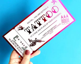 Tattoo Appointment Gift Ticket with Scratch & Reveal Budget - Customisable Keepsake Gift for Tattoo Lovers