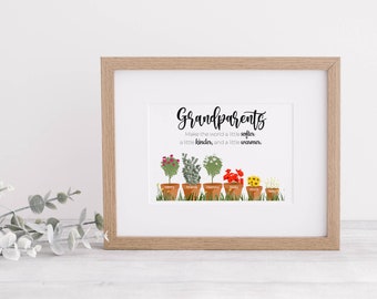 Grandparent Garden | Personalised Print | Flower Pot Garden | Anniversary Gift | Birthday Gift | Family Prints