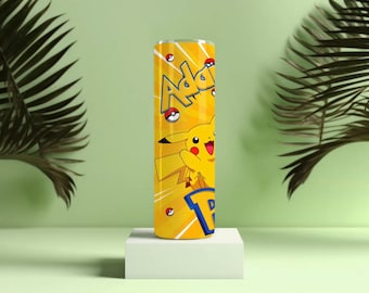 Personalised Pika 20oz Skinny Tumbler - Personalisation, Ideal for Hot and Cold Beverages - Perfect Gift for Pokemon Fans! | Straw inc.