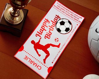 Football Match Inspired Happy Birthday Scratch Off Foil Ticket | Any Personalisation Possible | Football Mascot Gift