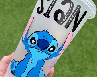 Stitch Inspired Hawaiian Floral Sippy Cup | Cold Cup | Personalisation Available | 24oz Starbucks Style Cup