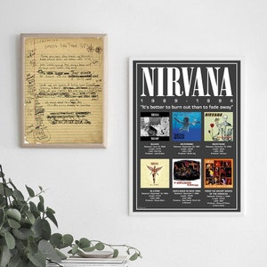 Smells Like Teen Spirit, Handwritten Song, Lyrics Poster, Vintage Canvas, Painting Posters, Rock Music, Decor Prints, Wall Art, Home Decor.