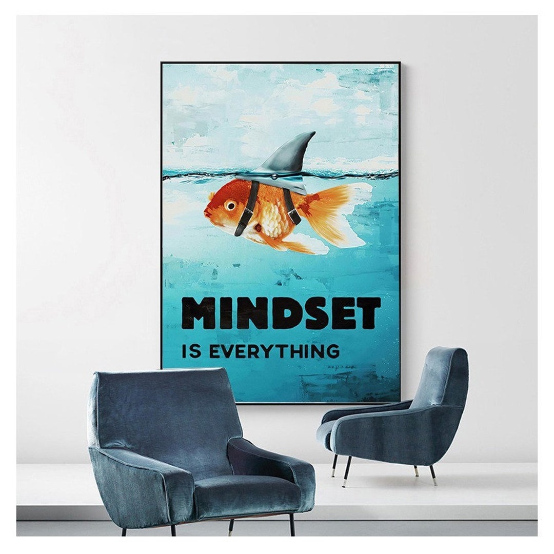Home Decor, Mindset is Everything, Shark Pictures, Motivational Art