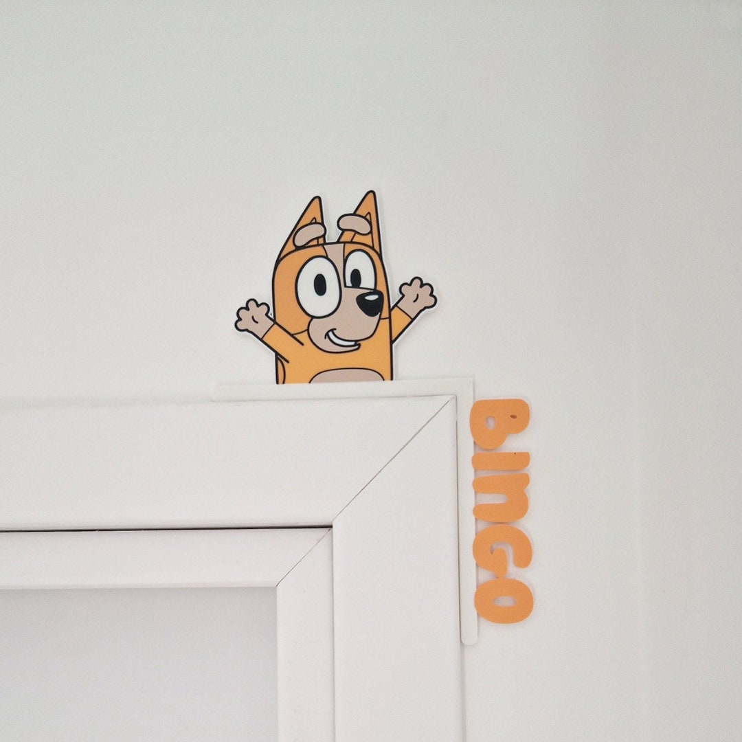 Bluey Bingo Door Hanger Handcrafted Kids Room Decor Personalized Bluey bluey-bingo-door-hanger-handcrafted-kids-room-decor-personalized-bluey